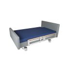 Aura Low Care Bed with Integrated Back Extension, Leather padded Décor(Valencia Platin, Spradling), Sleeping Surface: 120 x 200cm ( Without Mattress)