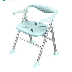 Alessa Foldable Aluminum Shower Chair with Backrest – Height Adjustable, 150kg Capacity (KY-1218)