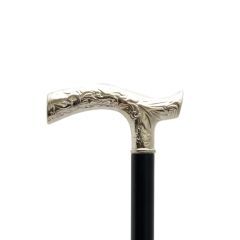 Garcia Fritz Handle Crutch Carved Nickel Cane Black #178