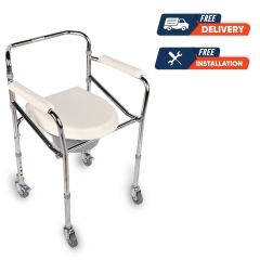 Al Essa Commode Chair With Wheels-Steel # Ca615