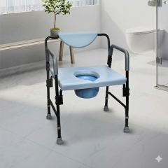 Alessa Carbon Steel Commode Chair without wheels, Weight Capacity 200 Kg  # KDB601A01FT