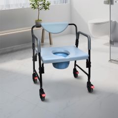 Alessa Carbon Steel Commode Chair with wheels, Weight Capacity 200 Kg # KDB601D01FT