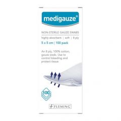Medigauze Non-Sterile Gauze Swabs 8Ply 5X5Cm 100'S # Md303