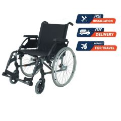 Sunrise Breezy Premium Steel Wheelchair, 24 inch Solid Spoke Wheel