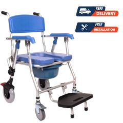 Al Essa Aluminum Commode Chair with 8 Inch Rear Wheels, Weight Capacity 125 Kg  # KDB699C