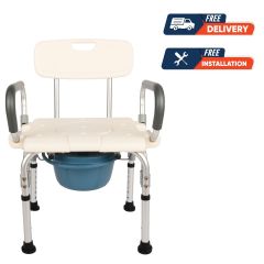 Buy Aluminum Shower Chair With Backrest and Armrest Online 